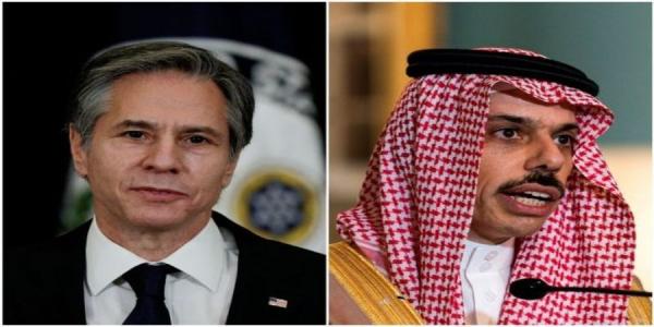 وزرای خارجه آمریکا و عربستان وزرای خارجه آمریکا و عربستان,آنتونی بلینکن با فیصل بن فرهان آل سعود
