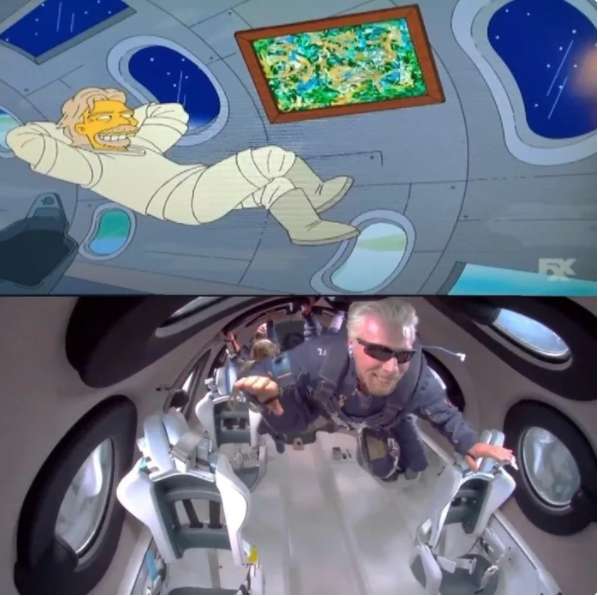 پیش بینی سفر ریچارد برانسون به فضا در انیمیشن سیمپسون ها,انیمیشن سیمپسون ها