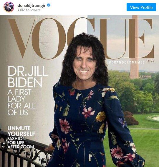 تمسخر همسر جو بایدن توسط خانواده ترامپ,همسر جو بایدن بر روی مجله ووگ