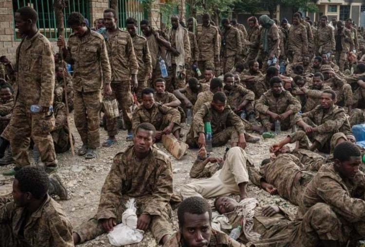 تصاویر پیاده روی ۷۵ کیلومتری ۷ هزار سرباز اسیر ارتش اتیوپی,عکس های پیاده روی سربازان اتیوپی,تصاویر سربازان اتیوپی