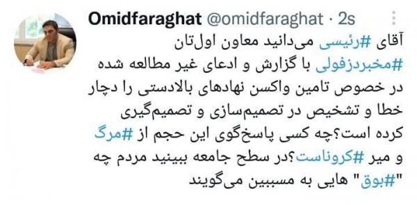 مرگ و میر ایرانی ها به علت تاخیر در واکسیناسیون عمومی کرونا,حسینعلی شهریاری رئیس کمیسیون بهداشت
