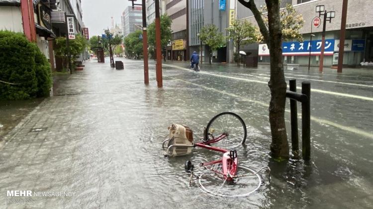 تصاویر بارش شدید باران و سیلاب در ژاپن,عکس های سیل در ژاپن,تصاویر سیل ژاپن
