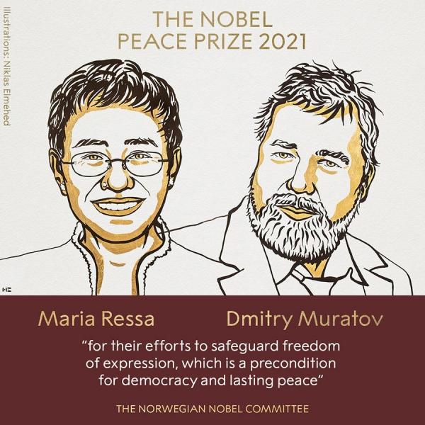 جایزه صلح نوبل ۲۰۲۱,برنده شدن دو خبرنگار در جایزه صلح نوبل ۲۰۲۱
