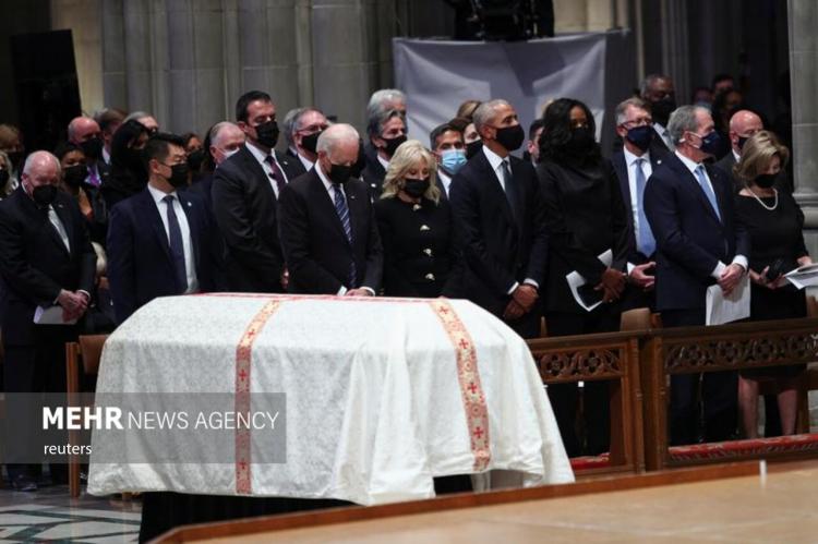 تصاویر مراسم تشییع جنازه کالین پاول,عکس های مراسم تشییع جنازه کالین پاول,تصاویر سیاسون در تشییع جنازه کالین پاول