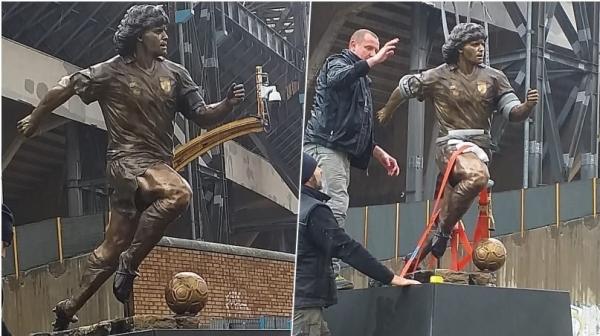 مجسمه مارادونا,رونمایی از مجسمه مارادونا در ورزشگاه ناپولی