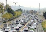 ترافیک در تهران,ترافیک تهران در هوای بارانی