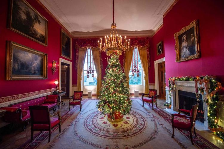 تصاویر آذین‌بندی کاخ سفید برای کریسمس,عکس های تزئیات کریسمس در کاخ سفید,تصاویری از تزئیات کریسمسی در کاخ سفید