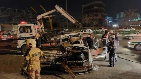 تصادف پراید و کامیونت,تصادفات در تهران