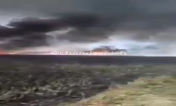 فیلم/ وقوع آتش‌سوزی گسترده در تالاب انزلی