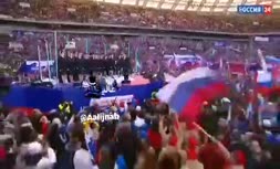 فیلم/ قطع برنامه سخنرانی پوتین در شبکه دولتی روسیه و پخش سرود های حماسی