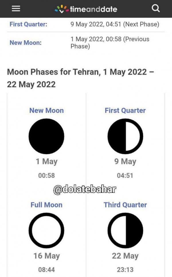 عید فطر,طلوع ماه نو در 12 اردیبهشت 1401