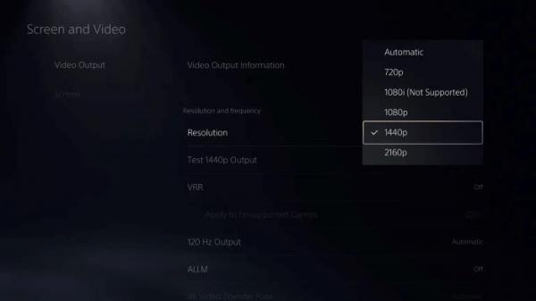 پلی استیشن 5,پشتیبانی از رزولوشن 1440p در PS5