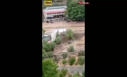 فیلم/ طغیان رودخانه و سیل در جاده هراز