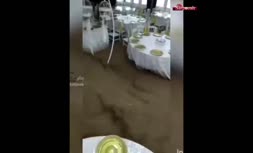 فیلم/ لحظه ورود سیل به تالار عروسی در جیرفت