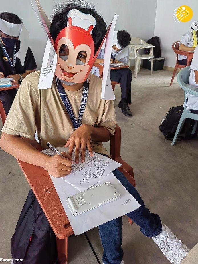 تصاویر کلاه‌های عجیب ضد تقلب در امتحانات دانشگاه فیلیپین,عکس های دانشگاه فیلیپین,تصاویری از دانشجویان دانشگاه فیلیپین