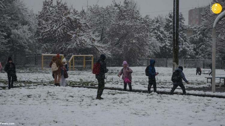 تصاویر بارش برف در شهر لویو اوکراین,عکس های براش برف در اوکراین,تصاویری از باریدن برف در اوکراین