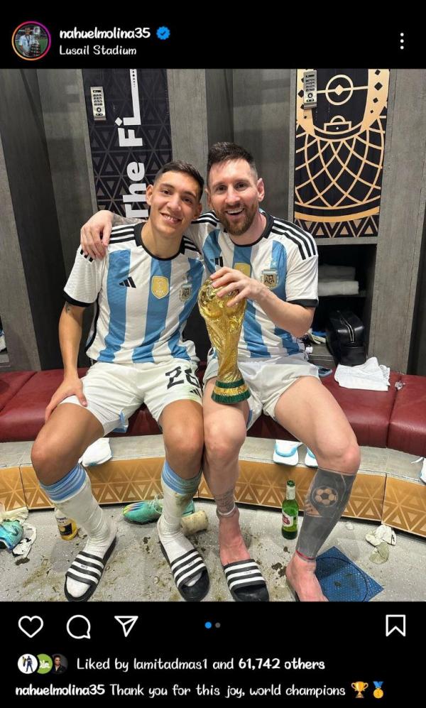 قهرمانی آرژانتین در جام جهانی,جشن و تصاویر بازیکنان آرژانتین در فضای مجازی