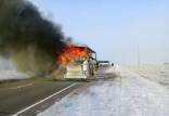 آتش سوزی دراتوبوس,حریق یک اتوبوس با ۳۰ سرنشین در آذربایجان شرقی
