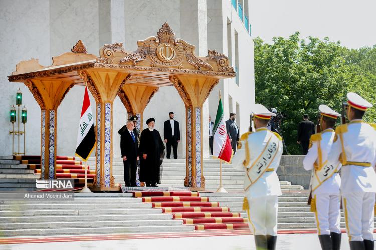 تصاویر استقبال رسمی رئیسی از رئیس جمهور عراق,عکس های استقبال از رئیس جمهور عراق,تصاویر دیدار رئیسی و رئیس جمهور عراق