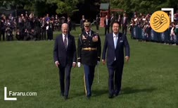 بایدن به جای رئیس جمهور کره با محافظش قدم زد! +فیلم