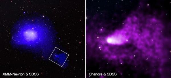 خوشه کهکشانی,کشف یک دنباله گازی رکوردشکن در پی یک خوشه کهکشانی
