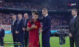 فیلم/ مراسم اهدای جام لیگ ملت‌های اروپا 2023 به تیم ملی اسپانیا