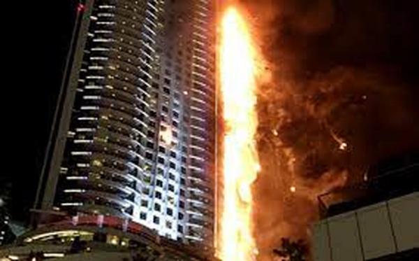 حوادث امارات,آتش‌سوزی گسترده در یک برج مسکونی امارات