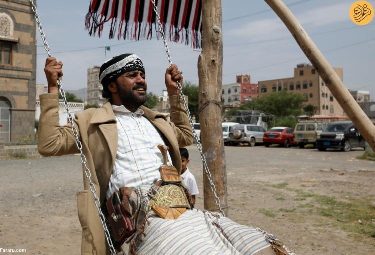 تصاویر سنت عجیب یمنی‌ها در موسم حج,عکس های تاب بازی سنت عجیب یمنی‌ها در موسم حج,تصاویر تاب بازی مردم یمن