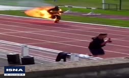 فیلم/ عجیب‌ترین رکورد گینس؛ دویدن با لباسی از آتش