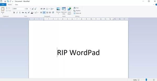 وردپد,توقف توسعه برنامه Wordpad