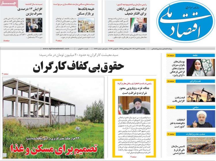 عناوین روزنامه های اقتصادی یکشنبه 21 آبان 1402,روزنامه,روزنامه های امروز,روزنامه های اقتصادی