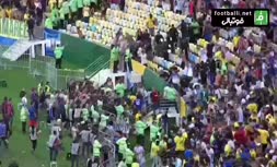 فیلمی از درگیری شدید هواداران آرژانتین و برزیل/ درگیری لفظی لیونل مسی و رودریگو