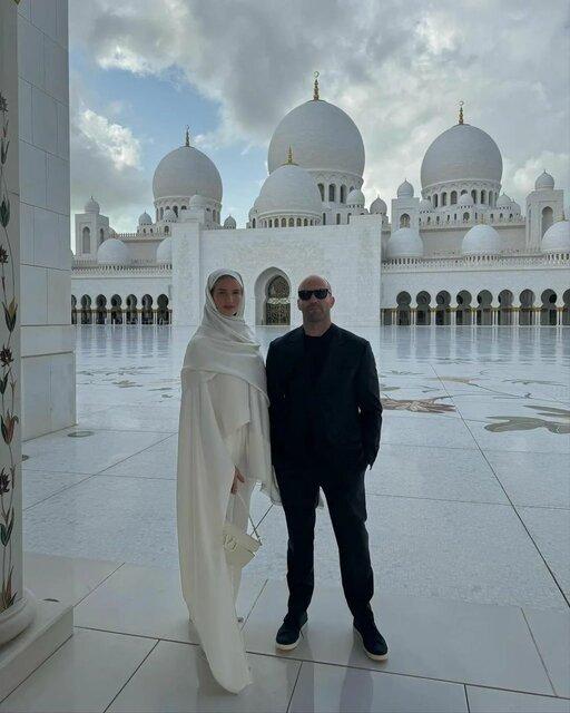 رزی هانینگتون و جیسون استتهام,زوج مشهور هالیوودی در مسجد ابوظبی