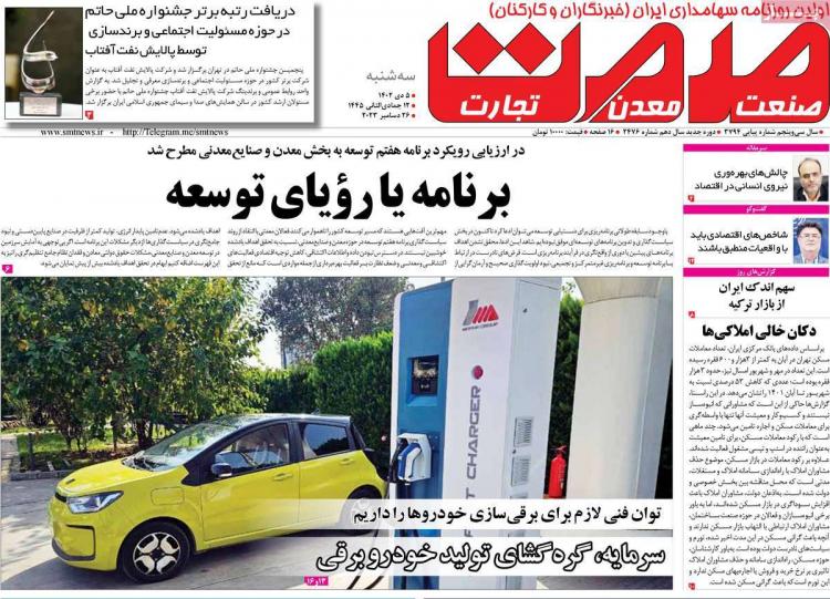 عناوین روزنامه های اقتصادی سه شنبه 5 دی 1402 عناوین روزنامه های اقتصادی سه شنبه 5 دی 1402,روزنامه,روزنامه های امروز,روزنامه های اقتصادی