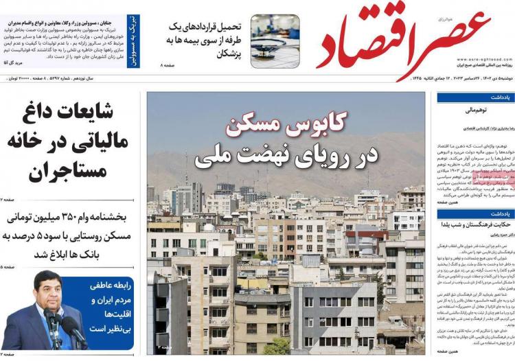 عناوین روزنامه های اقتصادی سه شنبه 5 دی 1402 عناوین روزنامه های اقتصادی سه شنبه 5 دی 1402,روزنامه,روزنامه های امروز,روزنامه های اقتصادی