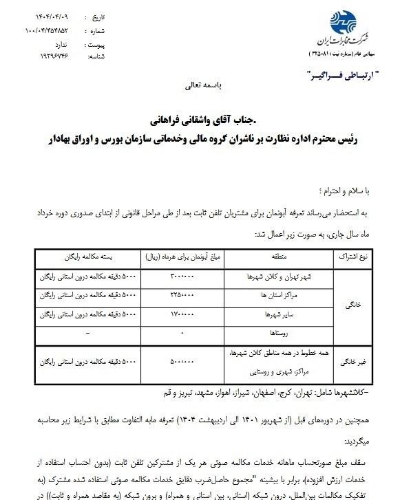 مخابرات,آبونمان تلفن ثابت