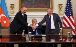 تصاویر توافق صلح ارمنستان و جمهوری آذربایجان,عکس های توافق صلح ارمنستان و جمهوری آذربایجان در آمریکا,تصاویری از حضور رهبران ارمنستان و آذربایجان در کاخ سفید