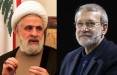 دبیرکل حزبالله در دیدار لاریجانی: از حمایت مستمر ایران از لبنان و مقاومت تشکر میکنیم لاریحجانی و نعیم قاسم,دیدار لاریجانی با دبیرکل حزبالله