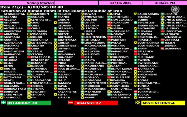 مجمع عمومی سازمان ملل مجمع عمومی سازمان ملل,تصویب قطعنامه کانادا در سازمان ملل درباره نقض حقوق بشر در ایران