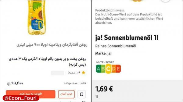 روغن,گرانی روغن در ایران نسبت به آلمان