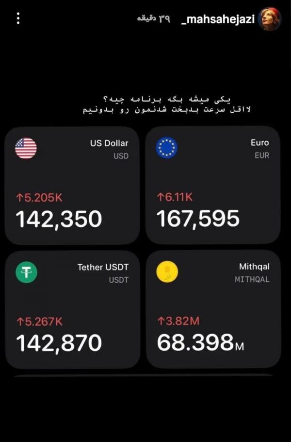 مریم مومن و مهسا حجازی,واکنش بازیگران به گرانی دلار