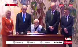 فیلم | امضای دفتر یادبود توسط نخست‌وزیر هند پس از حضور در پارلمان اسرائیل