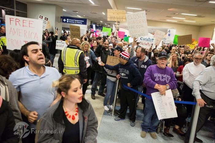 تصاویر آشوب و تنش در فرودگاه‌های امریکا, عکسهای اعتراض مسلمانان در امریکا, تصاویر اعتراض در فرودگاه کندی نیویورک