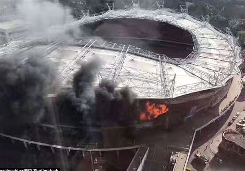 اخبار فوتبال,خبرهای فوتبال,اخبار فوتبال جهان,آتش سوزی در ورزشگاه هونگکو چین