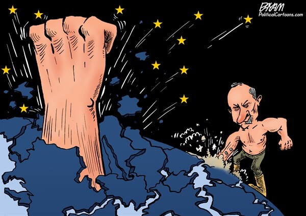 کاریکاتور,عکس کاریکاتور,کاریکاتور سیاسی اجتماعی,کاریکاتور پوتین, کاریکاتور رابطه روسیه و اروپا, کاریکاتور اروپا