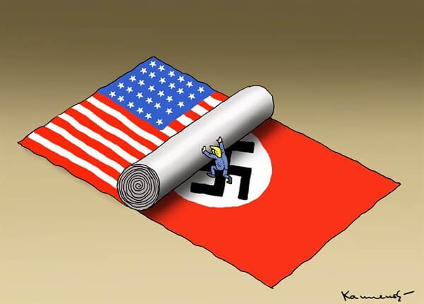 کاریکاتور,عکس کاریکاتور,کاریکاتور سیاسی اجتماعی,کاریکاتور رونمایی از امریکای جدید ترامپ