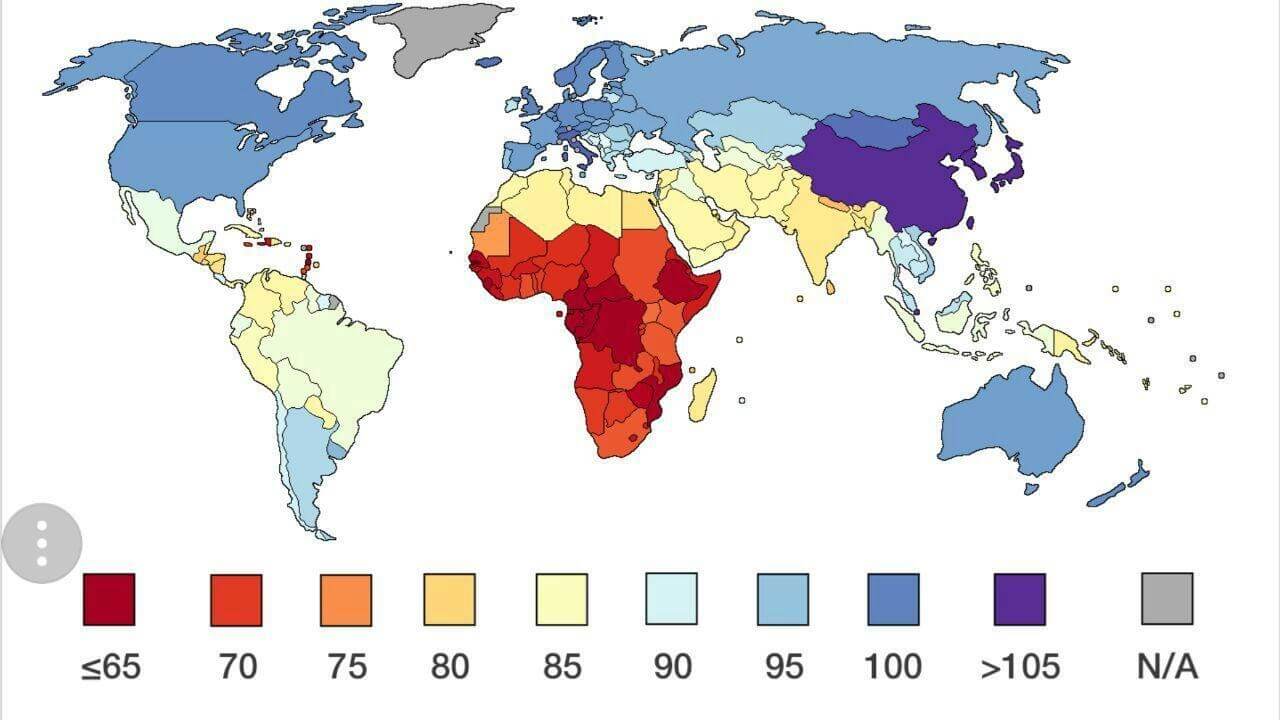 اینفوگراف میزان بهره هوشی در کشورهای دنیا