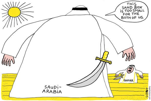 کاریکاتور مناقشه عربستان و قطر