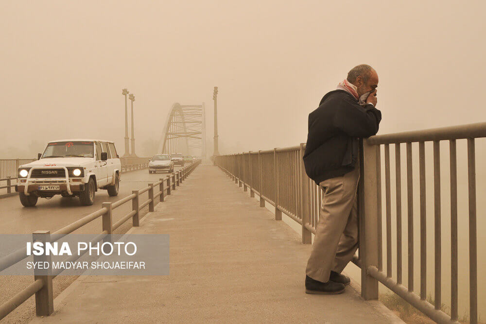 تصاویر پدیده گرد و غبار اهواز,عکس های آلودگی هوا خوزستان,عکس پدیده گرد و غبار خوزستان