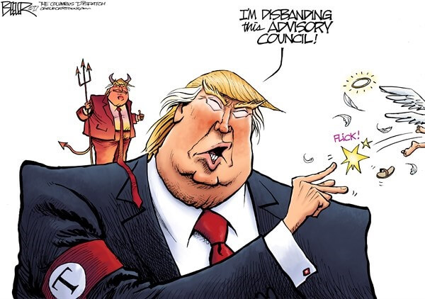 کاریکاتور حمایت ترامپ از نژادپرستی